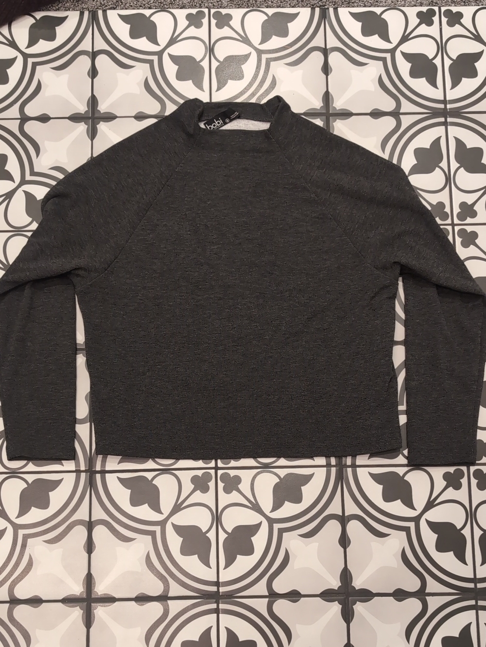 Bobi Dark Charcoal Mock Neck Sweater